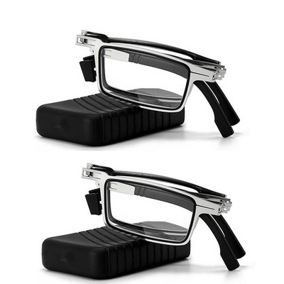 Anti-mėlyni, šviesūs skaitymo akiniai su dėžute Vyriški Moteriški sulankstomi metaliniai apvalūs kvadratiniai akiniai Unisex nešiojami Presbyopia akiniai