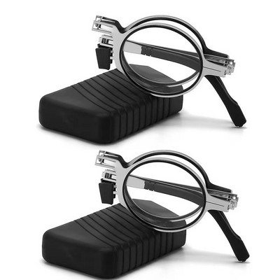 Anti-mėlyni, šviesūs skaitymo akiniai su dėžute Vyriški Moteriški sulankstomi metaliniai apvalūs kvadratiniai akiniai Unisex nešiojami Presbyopia akiniai