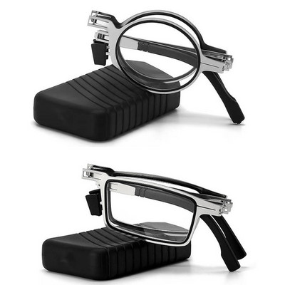 Anti-mėlyni, šviesūs skaitymo akiniai su dėžute Vyriški Moteriški sulankstomi metaliniai apvalūs kvadratiniai akiniai Unisex nešiojami Presbyopia akiniai