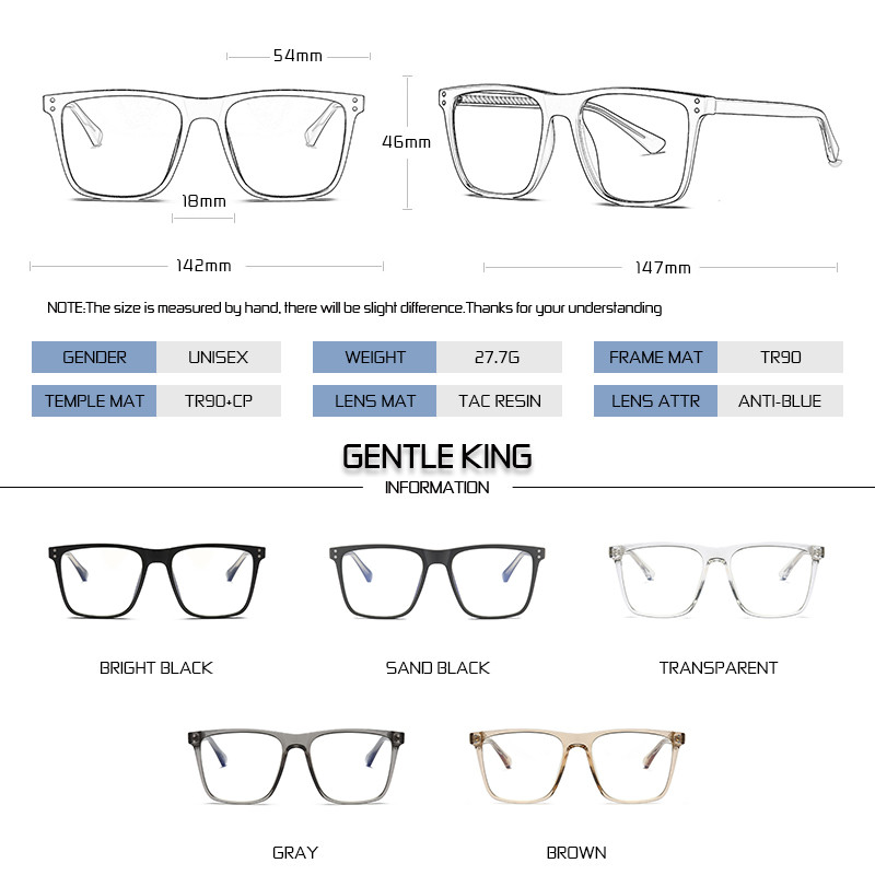 GENTLE KING Naočale protiv plavog svjetla Muškarci Plavo zračenje Žene TR90 Zaštita računala Gaming naočale Plave koje blokiraju UV400