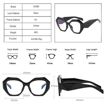 SO&EI Retro Polygon Candy Color Дамска рамка за очила Прозрачна анти-Blu-Ray леща Очила Пружинна панта Мъжка оптична рамка за очила