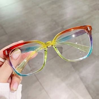 LNFCXI Нова мода Rainbow Gradient Color Square Оптични анти-сини очила Дамски ретро очила Женски очила Oculos