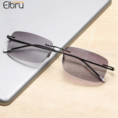 Elbru Frameless Anti-blue Light Reading Glasses Жени Мъже Двойна светлина Слънце Очила за четене с пресбиопия +1,0 1,5 2,0 до +4,0