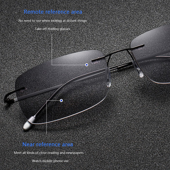 Elbru Frameless Anti-Blue Light Γυαλιά ανάγνωσης Γυναικεία Ανδρικά Γυαλιά Πρεσβυωπίας για ανάγνωση διπλού φωτός αντηλιακού +1,0 1,5 2,0 έως +4,0