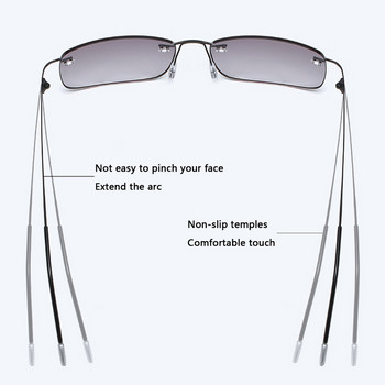 Elbru Frameless Anti-blue Light Reading Glasses Жени Мъже Двойна светлина Слънце Очила за четене с пресбиопия +1,0 1,5 2,0 до +4,0