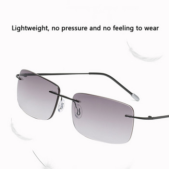 Elbru Frameless Anti-blue Light Reading Glasses Жени Мъже Двойна светлина Слънце Очила за четене с пресбиопия +1,0 1,5 2,0 до +4,0