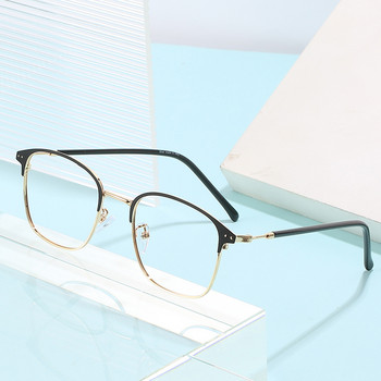 Нови дамски очила против синя светлина с обезцветяване Плоска леща Квадратна метална рамка Класически фотохромни очила за мъжки компютър