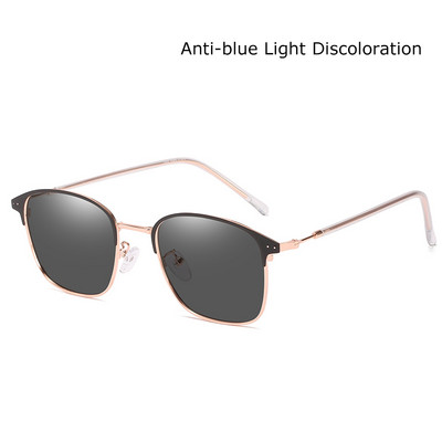 Nove ženske naočale protiv plave svjetlosti s diskoloracijom, ravna leća, kvadratni metalni okvir, klasične fotokromatske naočale za muškarce, računala