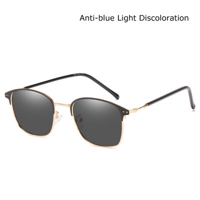 Nove ženske naočale protiv plave svjetlosti s diskoloracijom, ravna leća, kvadratni metalni okvir, klasične fotokromatske naočale za muškarce, računala