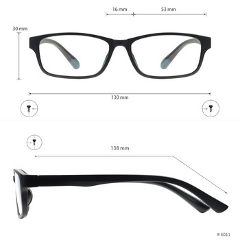TR90 Мъжки правоъгълни очила Модна рамка за очила за мултифокални диоптрични лещи