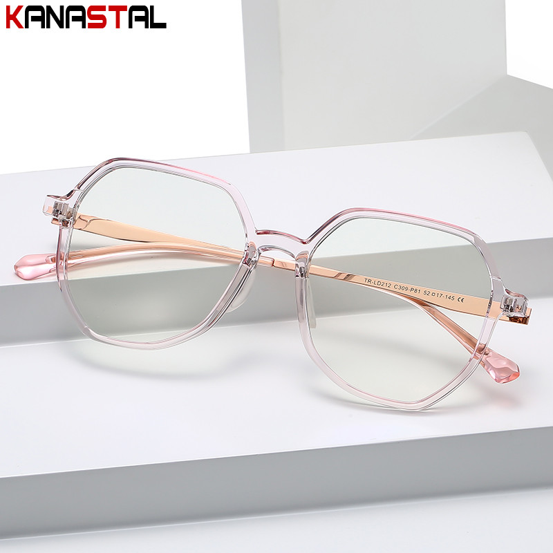 Ženske naočale za čitanje koje blokiraju plavo svjetlo Muške modne TR90 metalne poligonalne okvire za naočale Računalne naočale Optika Kratkovidne naočale