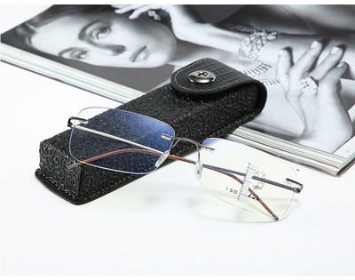 Класическа кожена кутия за очила, подходяща за по-тесни очила Елегантна калъфка за очила с пресбиопия Калъфки за очила