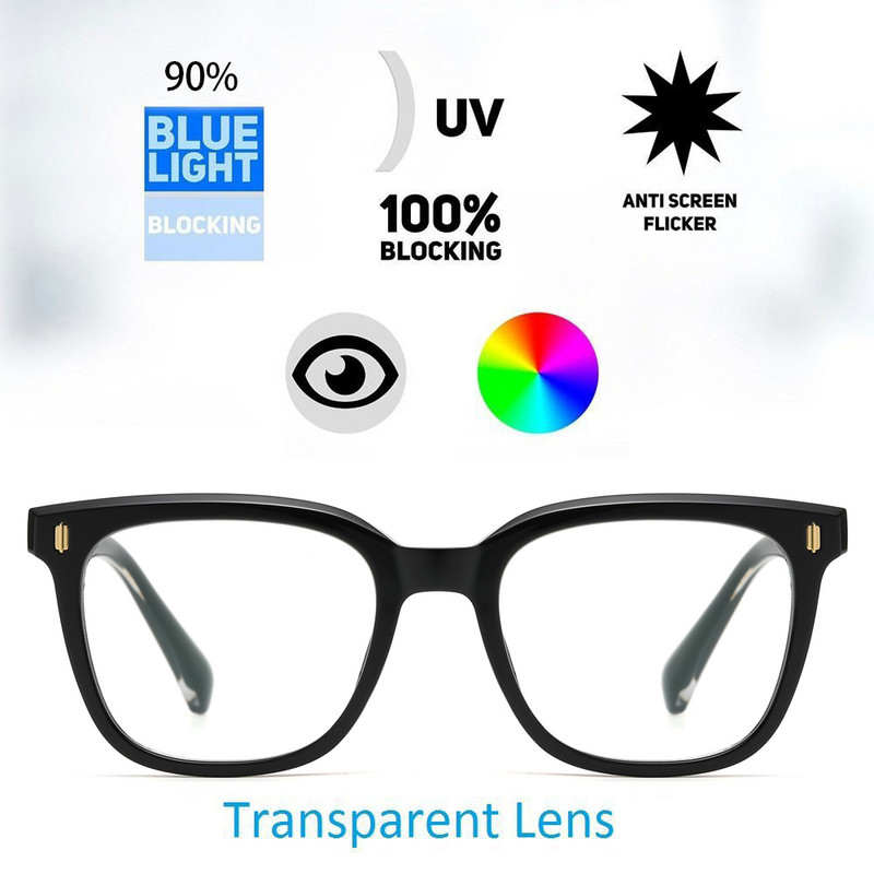Swanwick modni muški retro okvir za naočale muški optički ženski antiplavo svjetlo acetat ženske tr90 naočale kvadratne prozirne crne