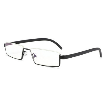 Γυαλιά ανάγνωσης TR90 από ανοξείδωτο ατσάλι μισό πλαίσιο Αντιανακλαστική Unisex Ανδρική θήκη γυαλιών πρεσβυωπίας οπτικού καθρέφτη