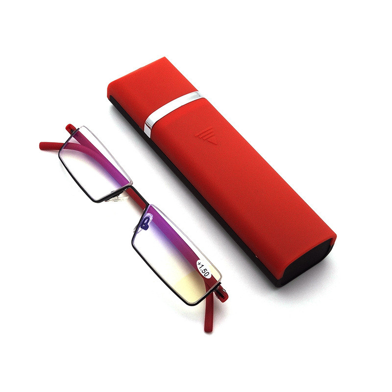 Naočale za čitanje TR90 poluokvir od nehrđajućeg čelika, antirefleksna uniseks kutija za naočale za žene, muškarce, optičko ogledalo, dalekovidnost
