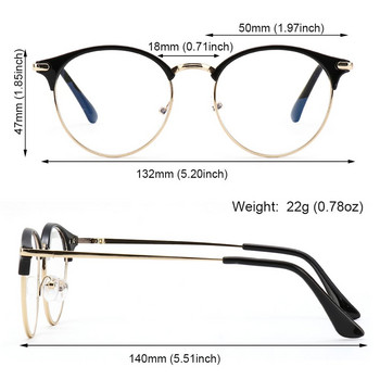 Винтидж метални очила с кръгла рамка Компютърни очила Офис очила HD против радиация за жени Мъжки модни очила за късогледство