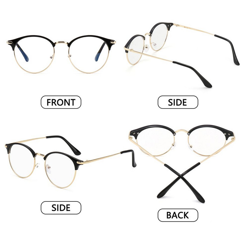 Vintage metāla brilles apaļš rāmis datora aizsargbrilles biroja brilles HD pret starojumu sievietēm vīriešiem modes tuvredzība Brilles