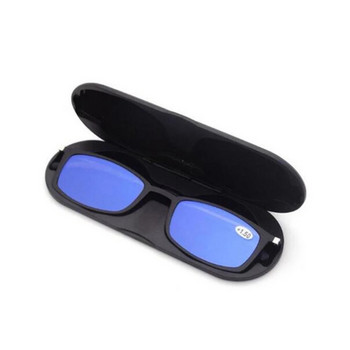 Λεπτά γυαλιά ανάγνωσης κατά της μπλε ακτινοβολίας Φορητά τετράγωνα γυαλιά γυαλιά Tr90 με μαγνητική θήκη τηλεφώνου Σκελετός γυαλιών ανδρών Γυναικεία+2
