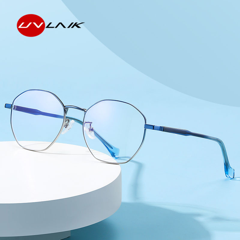 UVLAIK Modni okviri za naočale protiv plave svjetlosti Ženske retro umjetničke okvire za naočale Muškarci Studenti Kratkovidnost Dioptrijske naočale Ravno ogledalo
