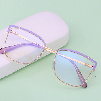 2022 Унисекс очила против синя светлина за жени Мъжки модни квадратни тънки метални рамки с плоска леща Двуцветни очила за компютър
