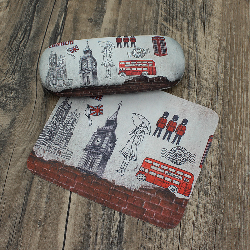 Komplet futrola za naočale s ispisom s tvrdom potporom od tkanine Kutija za sunčane naočale Puhasta unutrašnjost Zaštita od ogrebotina Britanski stil Dropship