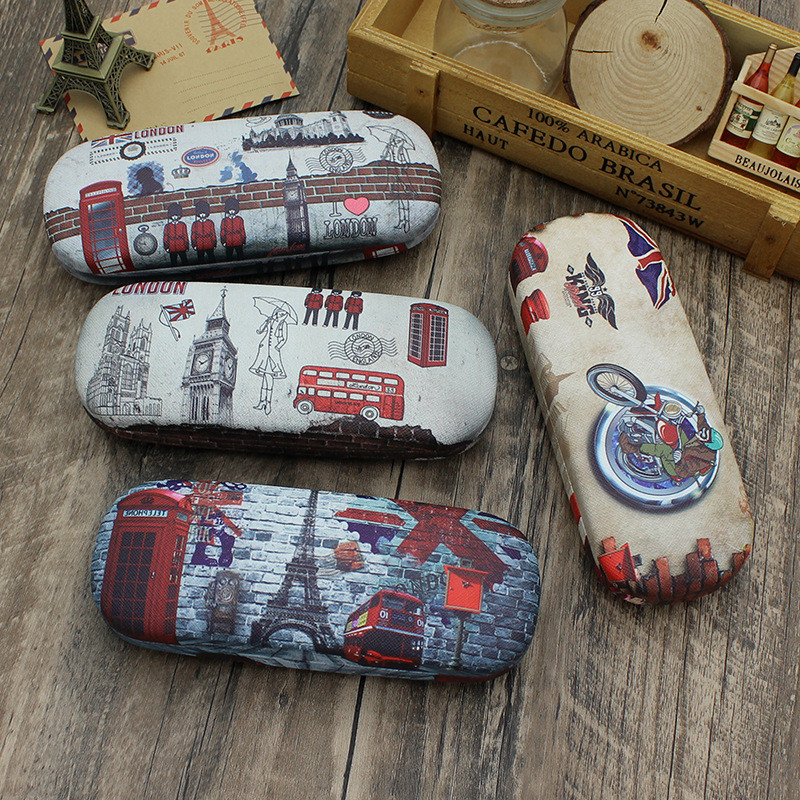 Komplet futrola za naočale s ispisom s tvrdom potporom od tkanine Kutija za sunčane naočale Puhasta unutrašnjost Zaštita od ogrebotina Britanski stil Dropship