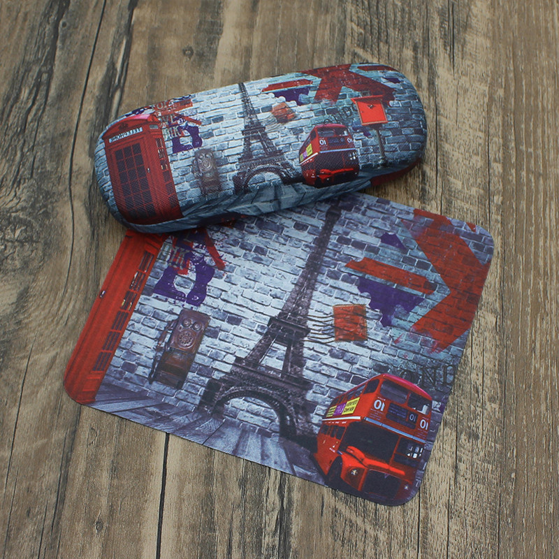 Komplet futrola za naočale s ispisom s tvrdom potporom od tkanine Kutija za sunčane naočale Puhasta unutrašnjost Zaštita od ogrebotina Britanski stil Dropship