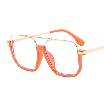 Извънгабаритни квадратни очила за компютър Дамски очила против синя светлина Мъжки двойни мостови двуцветни прозрачни рамки за очила