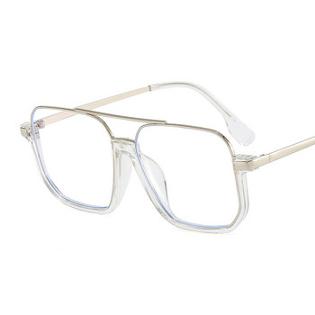 Извънгабаритни квадратни очила за компютър Дамски очила против синя светлина Мъжки двойни мостови двуцветни прозрачни рамки за очила