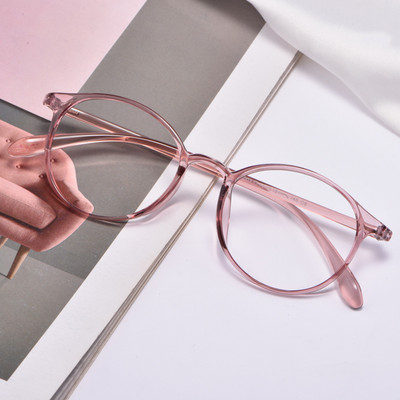 KatKani muški i ženski ultra-lagani retro okrugli okvir s prozirnim trendom boja, književni okvir za optičke naočale za kratkovidnost 9003R