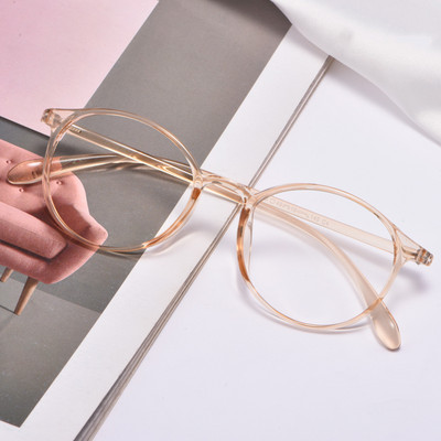 KatKani muški i ženski ultra-lagani retro okrugli okvir s prozirnim trendom boja, književni okvir za optičke naočale za kratkovidnost 9003R