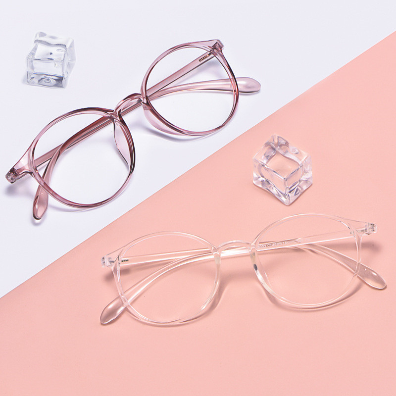 KatKani muški i ženski ultra-lagani retro okrugli okvir s prozirnim trendom boja, književni okvir za optičke naočale za kratkovidnost 9003R
