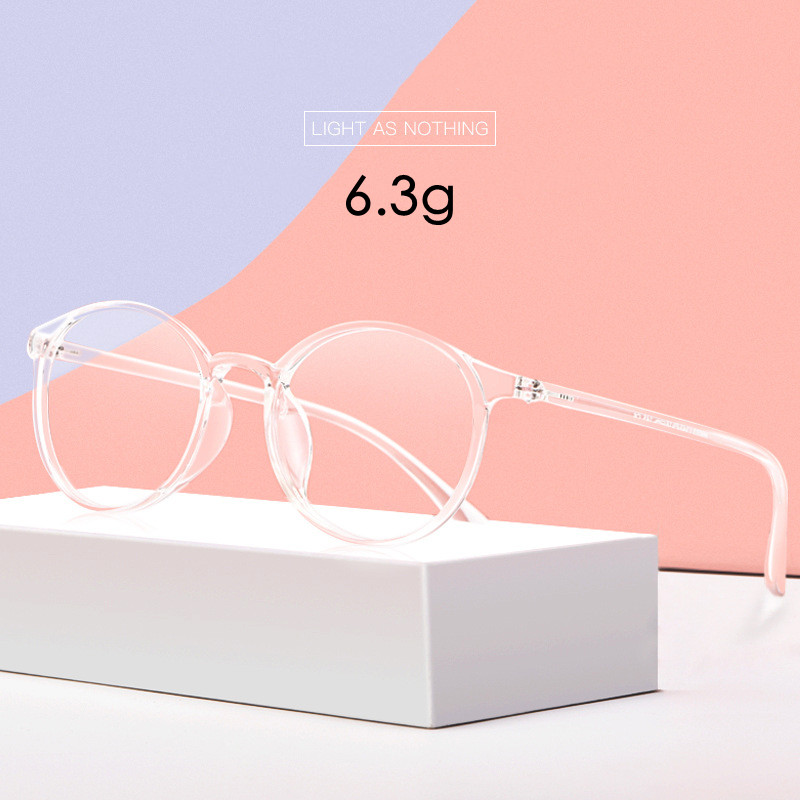 KatKani muški i ženski ultra-lagani retro okrugli okvir s prozirnim trendom boja, književni okvir za optičke naočale za kratkovidnost 9003R