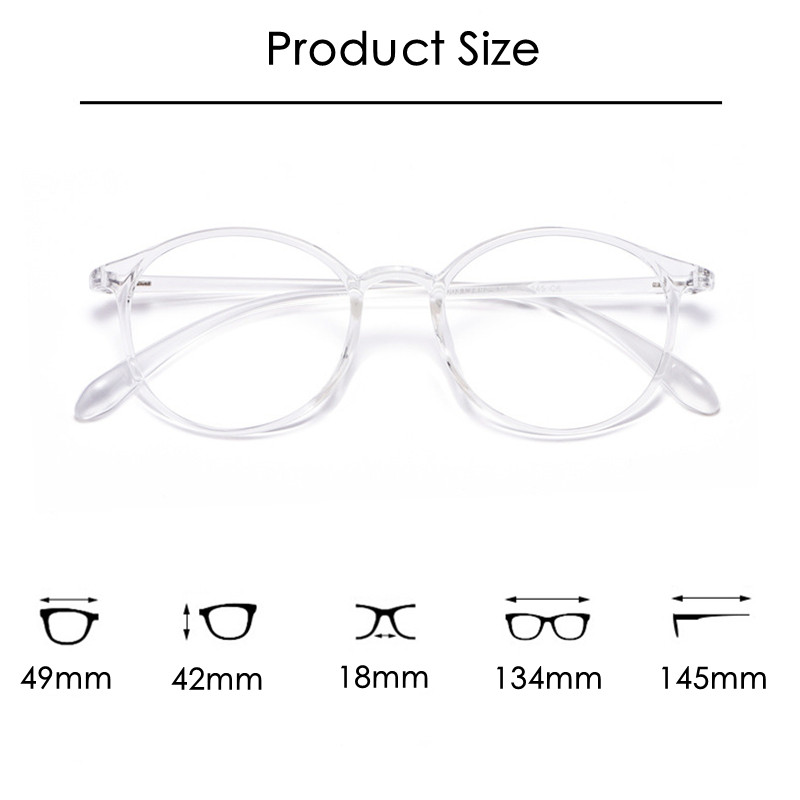 KatKani muški i ženski ultra-lagani retro okrugli okvir s prozirnim trendom boja, književni okvir za optičke naočale za kratkovidnost 9003R