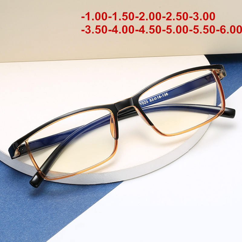 Anti-mėlynos šviesos trumparegystės akiniai vyrams, optiniai trumparegiai akiniai, moteriški, skaidrūs akinių rėmeliai, receptiniai akiniai
