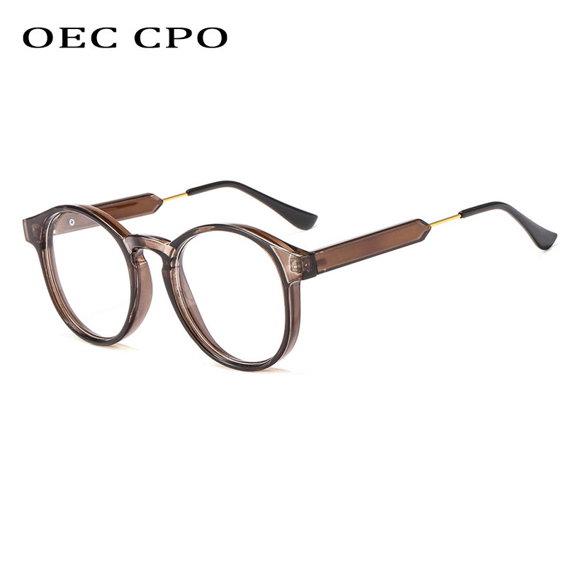 OEC CPO prozirne okrugle optičke naočale Ženske Muškarci Modni okviri za naočale s prozirnim lećama Ženski klasični crno-narančasti okviri za naočale