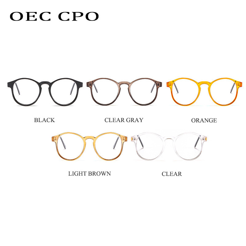 OEC CPO prozirne okrugle optičke naočale Ženske Muškarci Modni okviri za naočale s prozirnim lećama Ženski klasični crno-narančasti okviri za naočale