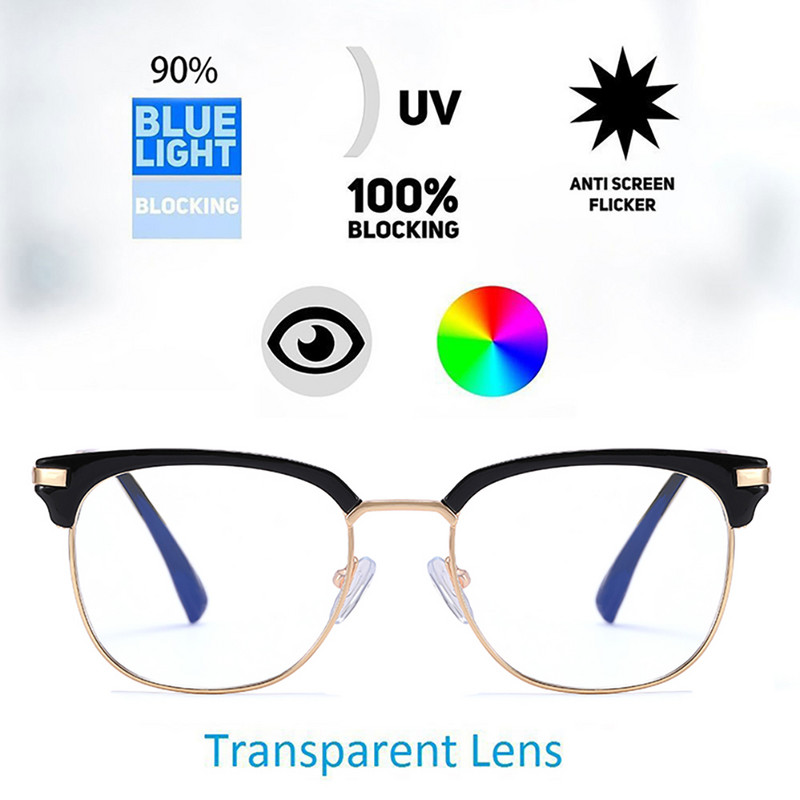 Swanwick meeste sinise valgust blokeerivad prillid naistele poolmetallist kandilised prillid raam optiline TR90 läbipaistev lääts Euroopa stiilis kuld