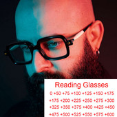 Klasične unikatne naočale s povećalom za čitanje Muške vintage crne četvrtaste naočale Optički okvir Ženske dalekovidne naočale +2 +3,5