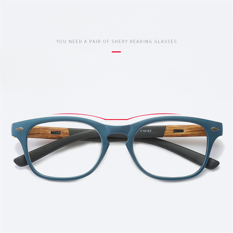 Mados skaitymo akiniai Vyrai Moteriški Medžio grūdeliai viso rėmo akiniai Presbyopical Kompiuterio akiniai Didinamieji akiniai +150+200+250