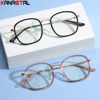 Дамски очила за четене, блокиращи синя светлина, мъжки ретро TR90 метални квадратни рамки за компютърни очила, антирадиационни оптични очила