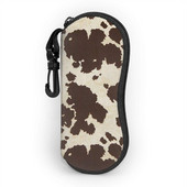 Multifunkčné neoprénové puzdro na okuliare so zipsom a sponou na opasok, hovädzia koža s potlačou dojnej kravy