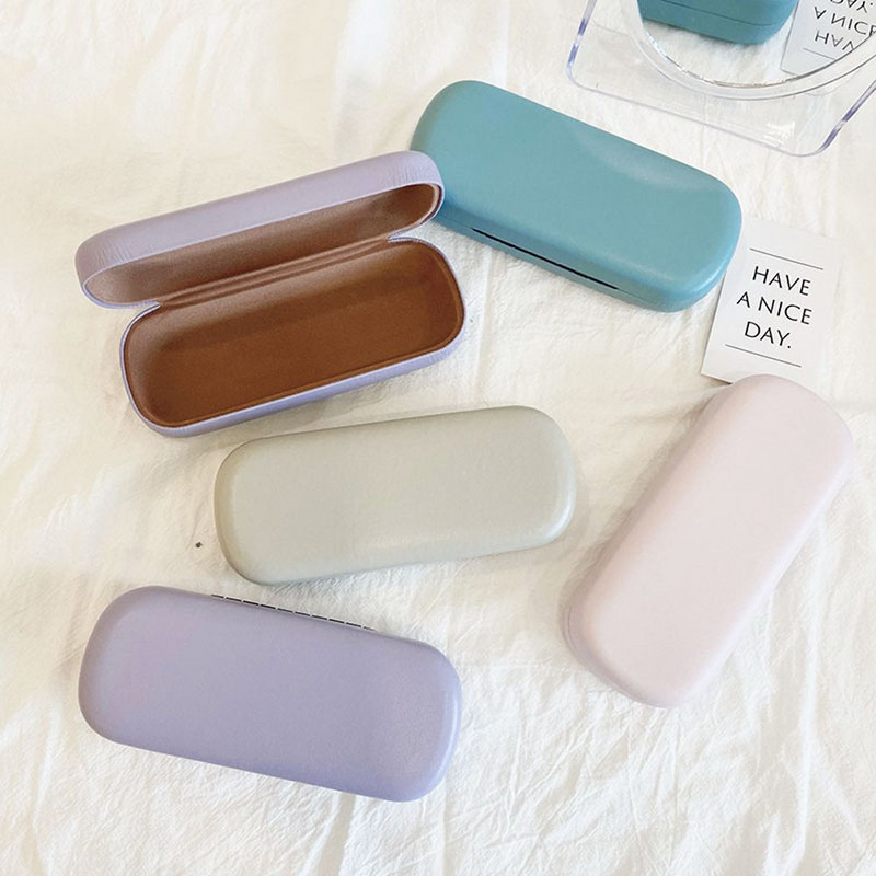 PU Δερμάτινη τετράγωνη κρέμα έγχρωμη θήκη γυαλιών μονόχρωμη θήκη γυαλιών ηλίου Student γυαλιά κουτί φορητό κουτί γυαλιών ηλίου