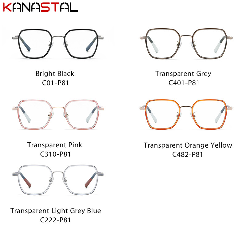 Ženske naočale za računalo koje blokiraju plavo svjetlo Književne muške TR90 metalni poligonalni okvir za naočale Anti-Ray prozirne naočale