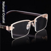 Naočale za čitanje s metalnim poluokvirom od prirodnog kristala Muške četvrtaste staklene naočale Ženske poslovne naočale visoke razlučivosti +0 do 4,0