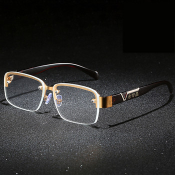 Μεταλλικά γυαλιά ανάγνωσης με φυσικό κρύσταλλο με μισό πλαίσιο Ανδρικά γυαλιά τετράγωνα γυαλιά Γυαλιά Γυναικεία Επαγγελματικά γυαλιά υψηλής ευκρίνειας +0 έως 4,0