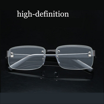 Μεταλλικά γυαλιά ανάγνωσης με φυσικό κρύσταλλο με μισό πλαίσιο Ανδρικά γυαλιά τετράγωνα γυαλιά Γυαλιά Γυναικεία Επαγγελματικά γυαλιά υψηλής ευκρίνειας +0 έως 4,0
