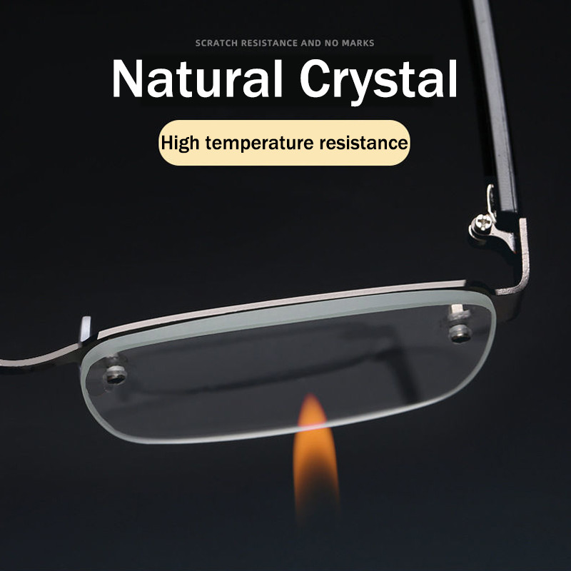 Naočale za čitanje s metalnim poluokvirom od prirodnog kristala Muške četvrtaste staklene naočale Ženske poslovne naočale visoke razlučivosti +0 do 4,0