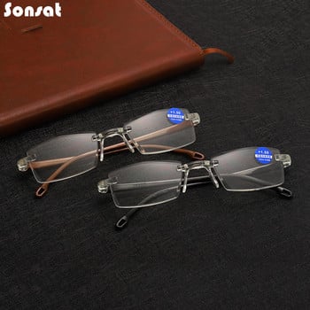 Anti Blue Light Blocking Rimless Γυαλιά Ανάγνωσης Γυναικεία Ανδρικά τετράγωνα γυαλιά πρεσβυωπίας χωρίς πλαίσιο Διόπτρες +1,0 1,5 2 2,5 4,0