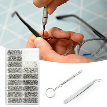 1000Pcs Glasses Screw Full Range Portable Compact with Box Repair Glasses Inox 18 Different Types Repair Screw Box